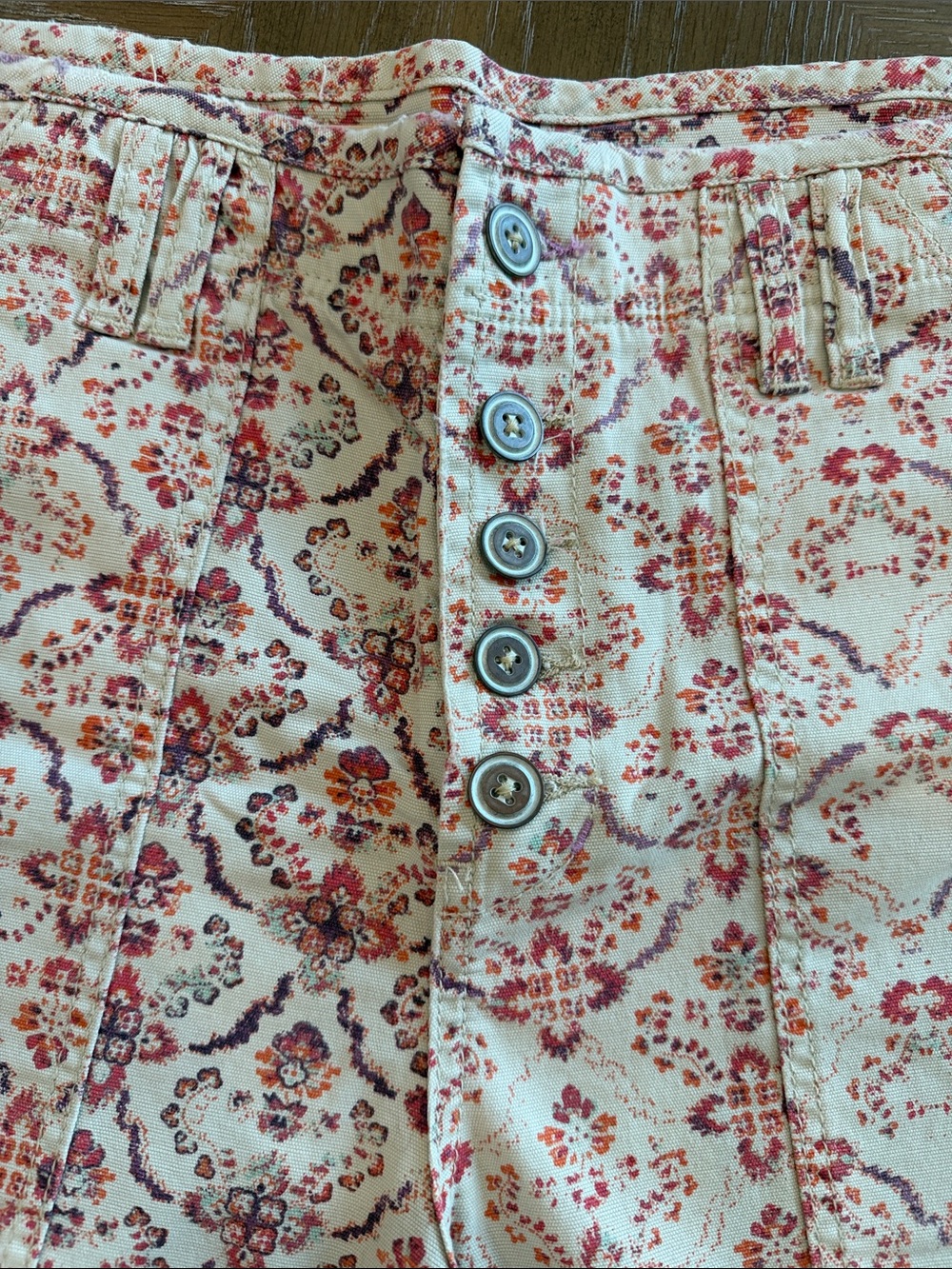 Anthropologie Pink Floral Button-Front Jean Shorts - Picture 3 of 10